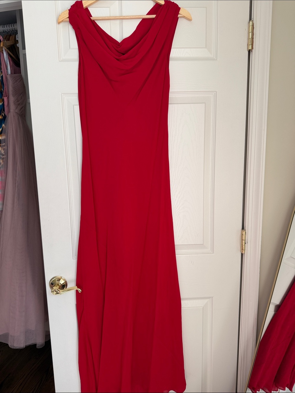 Reformation Red Cowl Neck Maxi Dress - Picture 2 of 4